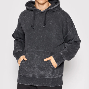 New Design Best Selling Men Acid Wash Hoodies Low MOQ Wholesale Men Acid Wash Hoodies for Sale - Product Image 2