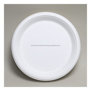 Assiettes rondes personnalisées en bagasse, 6-12 pouces, à compartiments, sans PFAS, jetables, pour la restauration, avec options d'emballage en vrac - Product Image 1