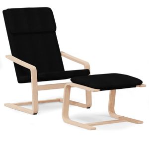 Chaise longue noire avec repose-pieds pour la relaxation - Product Image 2