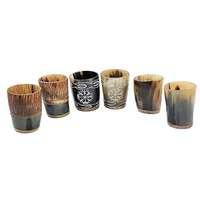 Tasse à boire viking artisanale en corne de buffle noire écologique, gobelet nordique gravé, verre poli de qualité supérieure, style médiéval