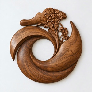 Sculpture murale artisanale en bois massif sculpté, style rustique Art Déco, écologique, Luxali - Décoration murale pour salon, idéale pour un anniversaire ou un déménagement - Product Image 6