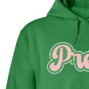 เสื้อฮู้ดดี้พรีเมียม AKA Pretty Hoodie ผ้าฟลีซแบบสวมหัว สกรีนลายตามสั่งสำหรับชมรมหญิงสาวกรีก เสื้อฮู้ดดี้ลำลองสำหรับผู้หญิง สีเขียวเคลลี่ชมพู - Product Image 2