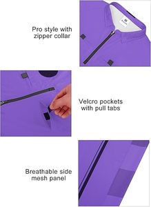 Men Purple Soccer Jersey Short Sleeve Zipper Collar Moisture Wicking Polyester Athletic Shirt with Pockets and Sublimated Print - Product Image 5