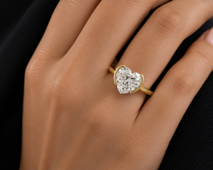 Anillo de Compromiso con Diamante Cultivado en Laboratorio de 3 Quilates, Corte Corazón, en Oro Sólido de 10K/14K/18K, Media Montura, Solitario, Certificado IGI, Color E - Product Image 4