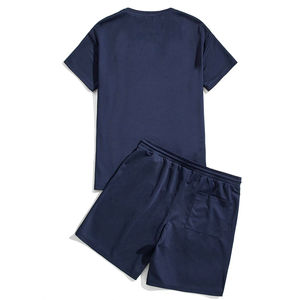 Ensembles décontractés graphiques d'été pour hommes – Prix de gros – T-shirt à manches courtes et short à cordon de serrage – Bas de tenue sportifs - Product Image 2