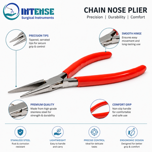 Vente en gros de pinces à bec effilé professionnelles en acier inoxydable, outil artisanal de précision pour la fabrication de bijoux, rouge - Product Image 6