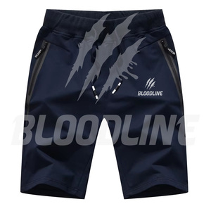 Bermuda pour homme BLOODLINE bleu marine, taille mi-haute, taille élastique, tissu tricoté, poches, style décontracté - Product Image 3