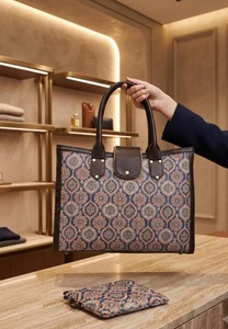 Sac fourre-tout pour femme en tissu de coton imprimé brodé à la main de haute qualité, avec poignées à chaîne, grande capacité pour les trajets quotidiens - Product Image 3