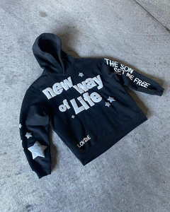 Sweat à capuche 100% coton de haute qualité, best-seller, style streetwear automne, coupe ample, impression 3D en relief, personnalisable, pour hommes - Product Image 1