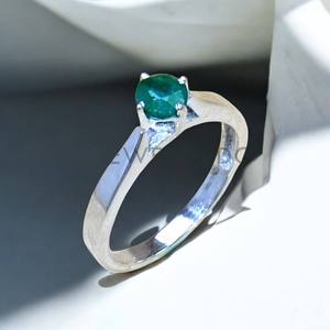 925 Sterling <b>Silver</b> Marquise Cut Prong Setting Green <b>Emerald</b> Minimalist <b>Ring</b> Luxury Party Wear Premium Quality <b>Ring</b> For Women - Product Image 1