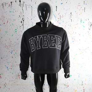 Sudadera BYBEE BLACK con Cuello Alto, 100% Negro, Apliques Bordados, Cuello Ancho, Hilos Finos - Product Image 6