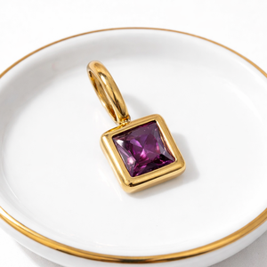 <b>Ruby</b> Quartz Square Pendant Gold Plated Bezel Set Simple Minimalist Gemstone <b>Necklace</b> Handmade Jewelry Gift - Product Image 5