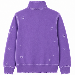 Sweat à capuche zippé intégral pour homme, effet vieilli, logo personnalisé, délavé à l'acide, effet soleil, coupe oversize, style streetwear - Product Image 2
