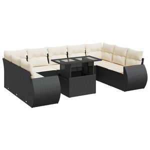 Conjunto de Sofás de Jardín de Mimbre Sintético Negro Extra Grande - Product Image 2