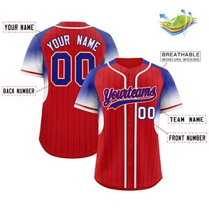 Custom <b>Men</b> Baseball Jersey Set Stripe Print Blank Baseball Shirts and Uniform Embroidered Baseball Jersey - Product Image 6