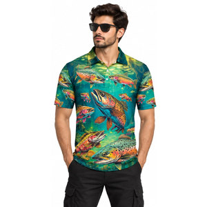 Polo de pêche pour homme avec imprimé truite, séchage rapide, UPF 50, vêtements d'extérieur - Product Image 4