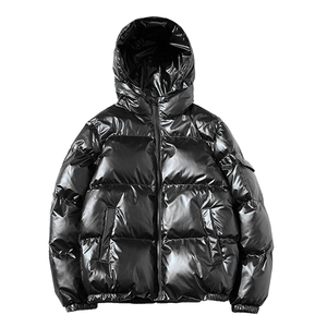 Windbreaker Quilted Padded Coat Bomber Street-wear <b>Puffer</b> <b>Jacket</b> Men Custom Metallic Hooded Puff Bubble <b>Jacket</b> Full Zip Down - Product Image 1
