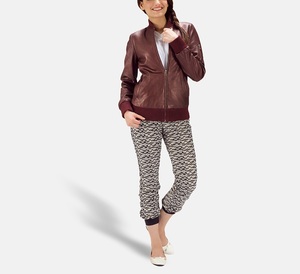 Women's Modern Style Slim Fit Sheep Skin Bomber <b>Jacket</b> Fashionable Breathable <b>Leather</b> Women's <b>Jackets</b> - Product Image 2