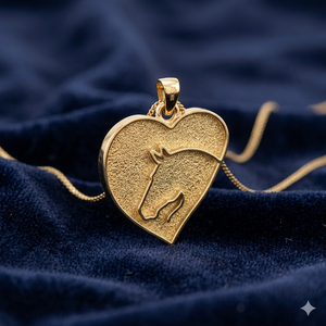 Pendentif Breloque Cœur Cheval Équestre Porte-Bonheur en Argent 925 de Haute Qualité 25mm, Monture Vierge pour Remplissage en Résine DIY, Apprêts de Bijoux - Product Image 1