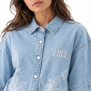 Women Short Sleeve Denim Shirt Premium Soft Breathable Stylish Comfortable Durable Lightweight Summer Friendly Design Wear - Product Image 4