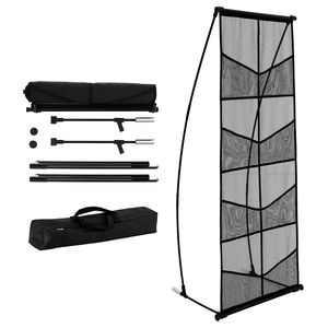 Espositore a 4 livelli con 8 tasche in rete, leggero, da terra, per brochure, riviste e giornali, spessore 3 mm - Product Image 1