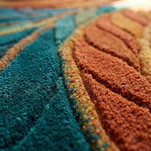 Modern Abstract Leaf Pattern Hand Tufted Rug Colorful Artistic Rug Luxury Soft <b>Floor</b> Mat for Living Room Bedroom Interior Decor - Product Image 4