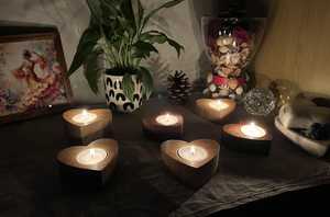 Heart shape Rustic Wooden Tealight Candle Holder Handmade Decorative Wood Block <b>Stand</b> for Home and Wedding Events - Product Image 2