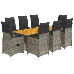 Conjunto de Bistro de 8 Plazas con Reposapiés Ajustables en Ratán PE Gris para Jardín - Product Image 2