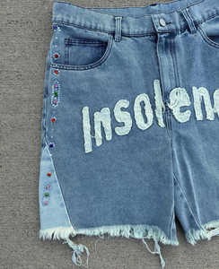 กางเกงยีนส์ขาสั้นทรงหลวมสไตล์วินเทจปี 2025 สำหรับผู้ชายและผู้หญิง ทรงขากว้าง แต่งเชือกผูก สไตล์ Y2K สำหรับฤดูร้อน ปักลายสีสัน - Product Image 4