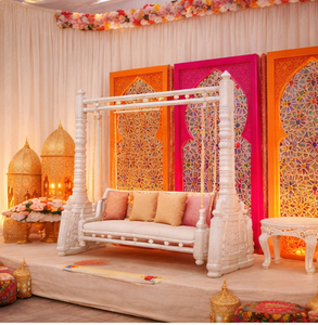 Décoration de scène de mariage de luxe sur le thème arabe, style marocain musulman, pour événements Mehndi, Sangeet et Haldi, États-Unis - Product Image 2