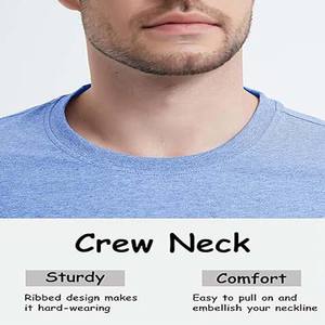 Camisetas de Hombre con Cuello Redondo, Manga Corta, Poliéster/Algodón, Ligeras, Suaves, Corte Regular, Ropa de Calle de Verano, Transpirables, Lisas - Product Image 5