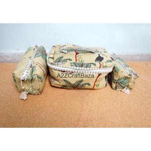 กระเป๋าผ้าฝ้ายแท้ 100% ทำมือ  แบบเย็บติดกัน เป็นมิตรกับสิ่งแวดล้อม ทนทาน  กระเป๋าซิปแฟชั่น  กระเป๋าจัดระเบียบเครื่องสำอาง  ชุดจัดระเบียบสำหรับเดินทาง  ชุด 3 ชิ้น - Product Image 1