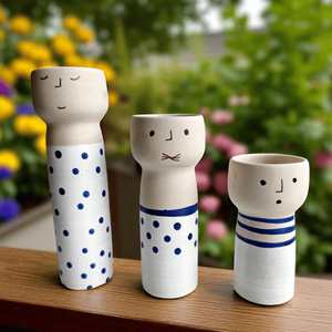 Juego de Jarrones de Cerámica Modernos Hechos a Mano, Acabado Mate, Jarrones Decorativos para Mesa, Interior Esmaltado, Resistentes a los Arañazos, Ecológicos para el Hogar - Product Image 5