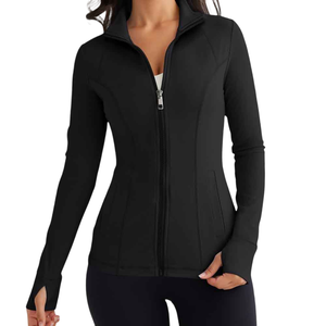 Custom Logo Design Women Winter Breathable Full Zip Yoga Workout <b>Track</b> <b>Jacket</b> Long Sleeve Lightweight - Product Image 5