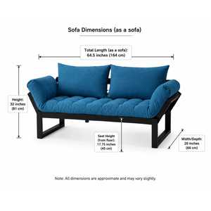Sofá Cama Convertible Azul Moderno con Asientos Acolchados de Espuma para Sala de Estar, Dormitorio, Hotel, Apartamento - Product Image 1