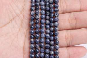 ลูกปัดพลอยไพลินธรรมชาติแท้ สีน้ำเงิน รูปทรงกลม สำหรับทำเครื่องประดับ สร้อยข้อมือ สร้อยคอ งานฝีมือ DIY - Product Image 3