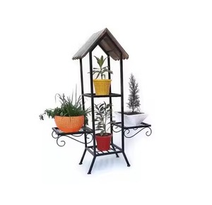 Top Rated Global Style <b>Plant</b> <b>Stand</b> Foldable Black Wrought Iron 3-Tier Rectangular Slatted Display Shelf Rack For Garden Patio - Product Image 5