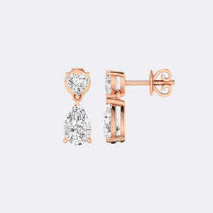 ต่างหูทรงหยดน้ำ/ทรงเส้นตรง แบบวินเทจ น้ำหนักรวม 2.25 กะรัต รูปทรงหัวใจ/ทรงลูกแพร์ ประดับเพชรเลี้ยงในห้องปฏิบัติการ ได้รับการรับรองจาก IGI ชุบทอง เหมาะสำหรับโอกาสครบรอบหรือหมั้นหมาย - Product Image 3