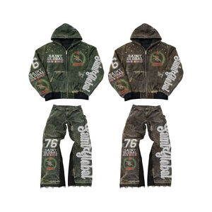 Ensemble survêtement homme avec sweat à capuche zippé et motif strass, pantalon de jogging 2 pièces, streetwear en gros, plusieurs couleurs - Product Image 4