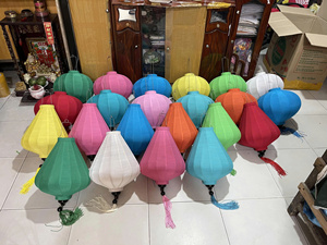 Custom Inverted Diamond Silk Lanterns Vietnam Bamboo <b>Frame</b> Silk Lanterns Decorative Silk Lanterns For Event - Product Image 5