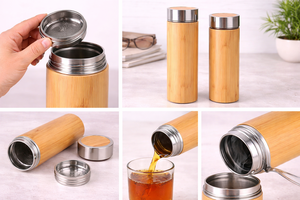 Bouteille d'eau personnalisée avec finition bois pour la remise des diplômes et Noël - Product Image 2