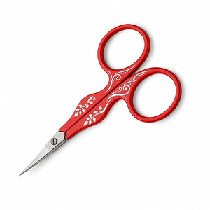 CISEAUX DE BEAUTÉ SHEARS BEAUTY, manche en céramique rouge, acier inoxydable, ciseaux à sourcils, lame droite et aiguisée, outil de beauté et de toilettage, pour droitiers - Product Image 2