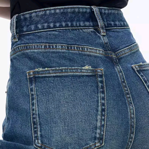 Custom Logo <b>Women's</b> Trendy High-Waisted Blue Denim <b>Jeans</b> Flat Front Straight Soft <b>Stretchable</b> Casual Fit Vintage <b>Jean</b> Pants - Product Image 6