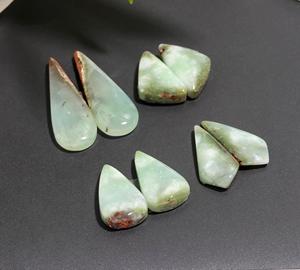 8 paires de pierres précieuses en chrysoprase verte naturelle, 166 carats, pour la fabrication de bijoux, 34x12, 20x10mm # 20012 - Product Image 3