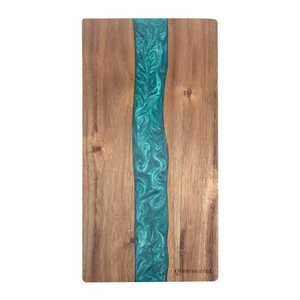 Planche à découper artisanale en bois d'acacia et résine époxy, de qualité supérieure, décorative, pour la cuisine, la préparation des aliments et le service, résistante et robuste. - Product Image 1
