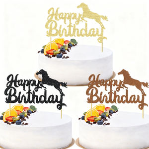 Décoration de <span class=keywords><strong>gâteau</strong></span> d'anniversaire pour enfants JUXINDA, décoration de <span class=keywords><strong>gâteau</strong></span> d'anniversaire brillante en forme d'animal <span class=keywords><strong>cheval</strong></span>, <span class=keywords><strong>thème</strong></span> équestre - Product Image 3