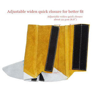 Guêtres de soudage en cuir croûte de vachette ignifuge, jaunes et blanches, résistantes à la chaleur jusqu'à 1000°C - Product Image 4