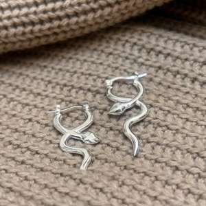 Pendientes de Aro Minimalistas con Forma de Serpiente, Pendientes Bohemios de Latón con Diseño Animal, Pendientes de Latón Plateado para Mujer, Pendientes Finos al por Mayor - Product Image 1