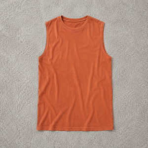 Vintage <b>Rust</b> Orange Pigment Dyed Tank <b>Top</b> Men's Worn-In Blank Muscle Tee Oversized Streetwear & Gym Workout Shirt - Product Image 1
