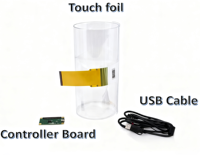 Film tactile capacitif projecté transparent Nano Touch Foil avec interface USB, disponible en 32'', 43'', 49'', 55'', 65'', 75''
